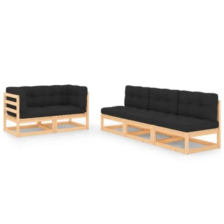 5-teiliges Gartenmöbel-Set mit Kissen aus massivem Kiefernholz von vidaXL, Gartensets - Ref: Foro24-3083755, Preis: 416,91 €,...