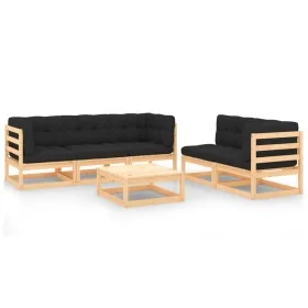 Garden furniture set 6 pieces and cushions solid pine wood by vidaXL, Garden sets - Ref: Foro24-3083777, Price: 466,88 €, Dis...