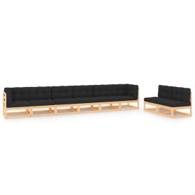 Garden furniture 8 pieces and cushions solid pine wood by vidaXL, Garden sets - Ref: Foro24-3083763, Price: 770,02 €, Discoun...