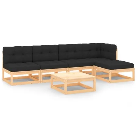 Gartenmöbel-Set 6-teilig und Kissen aus massivem Kiefernholz von vidaXL, Gartensets - Ref: Foro24-3083781, Preis: 436,13 €, R...
