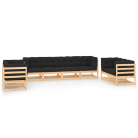 Muebles de jardín 8 pzas y cojines madera maciza pino de vidaXL, Conjuntos de jardín - Ref: Foro24-3083769, Precio: 713,56 €,...