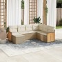 Set sofás de jardín 7 piezas y cojines ratán sintético beige en Conjuntos de jardín | Comprar online en Foro24