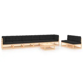 Set mit 9 Gartenmöbeln und Kissen aus massivem Zirbenholz von vidaXL, Gartensets - Ref: Foro24-3083764, Preis: 813,41 €, Raba...