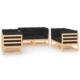 Gartenmöbel-Set 6-teilig und Kissen aus massivem Kiefernholz von vidaXL, Gartensets - Ref: Foro24-3083765, Preis: 489,51 €, R...
