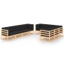 Gartenmöbel-Set 9-teilig und Kissen aus massivem Kiefernholz von vidaXL, Gartensets - Ref: Foro24-3083810, Preis: 817,72 €, R...