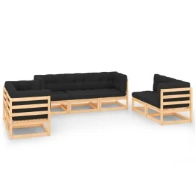Gartenmöbel-Set 7-teilig und Kissen aus massivem Kiefernholz von vidaXL, Gartensets - Ref: Foro24-3083804, Preis: 598,82 €, R...