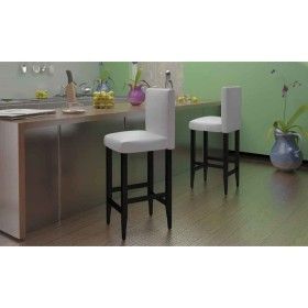 Taburetes de cocina 4 unidades cuero artificial blanco