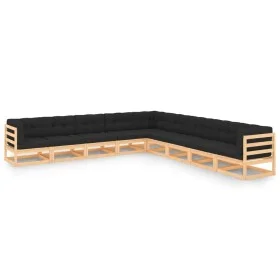 Garden furniture set 9 pieces and cushions solid pine wood by vidaXL, Garden sets - Ref: Foro24-3083830, Price: 832,23 €, Dis...