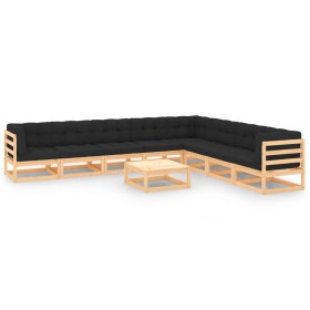 Garden furniture set 9 pieces and cushions solid pine wood by vidaXL, Garden sets - Ref: Foro24-3083828, Price: 702,15 €, Dis...