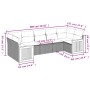 Set de comedor de jardín 7 pzas y cojines ratán sintético negro