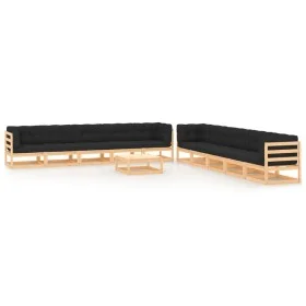 Garden furniture 11 pcs anthracite cushions solid pine wood by vidaXL, Garden sets - Ref: Foro24-3083926, Price: 957,84 €, Di...