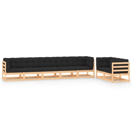 Garden furniture 7 pieces and anthracite cushions solid pine wood by vidaXL, Garden sets - Ref: Foro24-3083921, Price: 590,38...