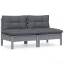 2-seater garden sofa with anthracite gray pine wood cushions by vidaXL, Outdoor sofas - Ref: Foro24-3095994, Price: 170,16 €,...