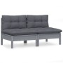 2-Sitzer-Gartensofa mit anthrazitgrauen Kissen aus Kiefernholz von vidaXL, Outdoor-Sofas - Ref: Foro24-3095994, Preis: 153,25...