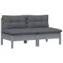 2-seater garden sofa with anthracite gray pine wood cushions by vidaXL, Outdoor sofas - Ref: Foro24-3095994, Price: 170,16 €,...