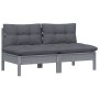 2-Sitzer-Gartensofa mit anthrazitgrauen Kissen aus Kiefernholz von vidaXL, Outdoor-Sofas - Ref: Foro24-3095994, Preis: 153,25...