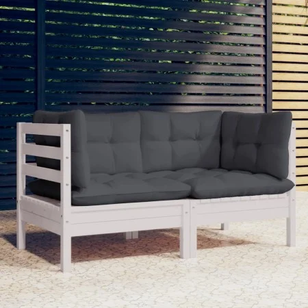 2-seater garden sofa with anthracite gray pine wood cushions by vidaXL, Outdoor sofas - Ref: Foro24-3096011, Price: 192,75 €,...