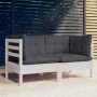 2-seater garden sofa with anthracite gray pine wood cushions by vidaXL, Outdoor sofas - Ref: Foro24-3096011, Price: 192,75 €,...
