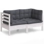 2-seater garden sofa with anthracite gray pine wood cushions by vidaXL, Outdoor sofas - Ref: Foro24-3096011, Price: 195,20 €,...