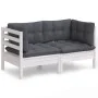 2-seater garden sofa with anthracite gray pine wood cushions by vidaXL, Outdoor sofas - Ref: Foro24-3096011, Price: 192,75 €,...