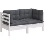 2-seater garden sofa with anthracite gray pine wood cushions by vidaXL, Outdoor sofas - Ref: Foro24-3096011, Price: 192,75 €,...