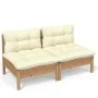 2-seater garden sofa with solid cream pine wood cushions by vidaXL, Outdoor sofas - Ref: Foro24-3095995, Price: 155,57 €, Dis...