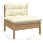 2-seater garden sofa with solid cream pine wood cushions by vidaXL, Outdoor sofas - Ref: Foro24-3095995, Price: 155,57 €, Dis...