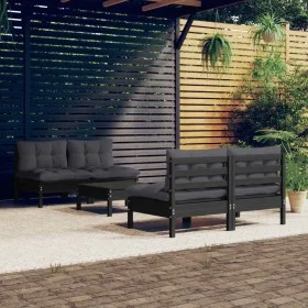 Gartenmöbel 5-teilig mit anthrazitfarbenen Kiefernholzkissen von vidaXL, Gartensets - Ref: Foro24-3096008, Preis: 453,45 €, R...