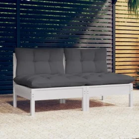 2-seater garden sofa with anthracite gray pine wood cushions by vidaXL, Outdoor sofas - Ref: Foro24-3095993, Price: 153,00 €,...