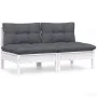 2-seater garden sofa with anthracite gray pine wood cushions by vidaXL, Outdoor sofas - Ref: Foro24-3095993, Price: 153,00 €,...