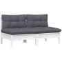2-seater garden sofa with anthracite gray pine wood cushions by vidaXL, Outdoor sofas - Ref: Foro24-3095993, Price: 154,96 €,...