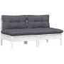 2-seater garden sofa with anthracite gray pine wood cushions by vidaXL, Outdoor sofas - Ref: Foro24-3095993, Price: 153,00 €,...