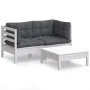Garden furniture 3 pieces with anthracite pine wood cushions by vidaXL, Garden sets - Ref: Foro24-3096017, Price: 270,98 €, D...
