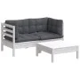 Garden furniture 3 pieces with anthracite pine wood cushions by vidaXL, Garden sets - Ref: Foro24-3096017, Price: 270,98 €, D...