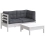 Gartenmöbel 3-teilig mit anthrazitfarbenen Kiefernholzkissen von vidaXL, Gartensets - Ref: Foro24-3096017, Preis: 274,44 €, R...