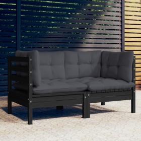 Sofá de jardín 2 plazas con cojines madera pino gris antracita de vidaXL, Sofás de exterior - Ref: Foro24-3096014, Precio: 19...
