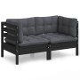 Garden sofa, 2 seats with anthracite gray pine wood cushions. by vidaXL, Outdoor sofas - Ref: Foro24-3096014, Price: 195,04 €...
