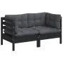 Garden sofa, 2 seats with anthracite gray pine wood cushions. by vidaXL, Outdoor sofas - Ref: Foro24-3096014, Price: 192,60 €...