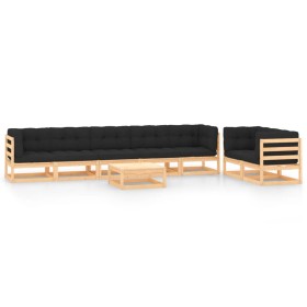 Garden furniture 8 pieces and anthracite cushions solid pine wood by vidaXL, Garden sets - Ref: Foro24-3083922, Price: 657,59...