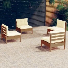 Garden furniture 4 pieces cream pine wood cushions by vidaXL, Garden sets - Ref: Foro24-3096031, Price: 307,36 €, Discount: %