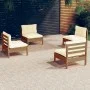 Gartenmöbel 4 Stück Kissen aus cremefarbenem Kiefernholz von vidaXL, Gartensets - Ref: Foro24-3096031, Preis: 307,36 €, Rabat...