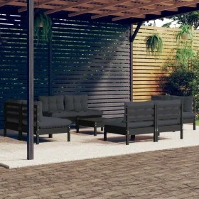 Gartenmöbel 9-teilig mit anthrazitfarbenen Kiefernholzkissen von vidaXL, Gartensets - Ref: Foro24-3096050, Preis: 848,36 €, R...