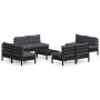 Gartenmöbel 9-teilig mit anthrazitfarbenen Kiefernholzkissen von vidaXL, Gartensets - Ref: Foro24-3096050, Preis: 886,71 €, R...