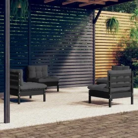Gartenmöbel 4-teilig mit anthrazitfarbenen Kiefernholzkissen von vidaXL, Gartensets - Ref: Foro24-3096032, Preis: 370,02 €, R...