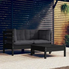 Garden furniture 3 pieces and anthracite gray pine wood cushions by vidaXL, Garden sets - Ref: Foro24-3096020, Price: 270,94 ...