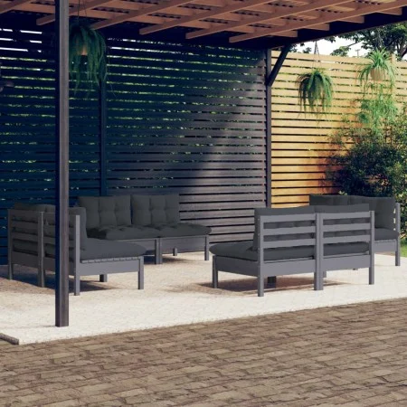 8 Stk. Gartenmöbel mit Kissen aus anthrazitfarbenem Kiefernholz von vidaXL, Gartensets - Ref: Foro24-3096042, Preis: 669,11 €...