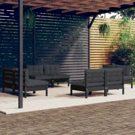 Garden furniture 8 pieces with anthracite pine wood cushions by vidaXL, Garden sets - Ref: Foro24-3096044, Price: 736,95 €, D...