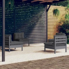 Garden furniture 4 pieces with anthracite pine wood cushions by vidaXL, Garden sets - Ref: Foro24-3096030, Price: 336,17 €, D...