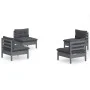 Gartenmöbel 4-teilig mit anthrazitfarbenen Kiefernholzkissen von vidaXL, Gartensets - Ref: Foro24-3096030, Preis: 336,17 €, R...