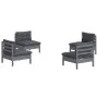 Gartenmöbel 4-teilig mit anthrazitfarbenen Kiefernholzkissen von vidaXL, Gartensets - Ref: Foro24-3096030, Preis: 336,17 €, R...